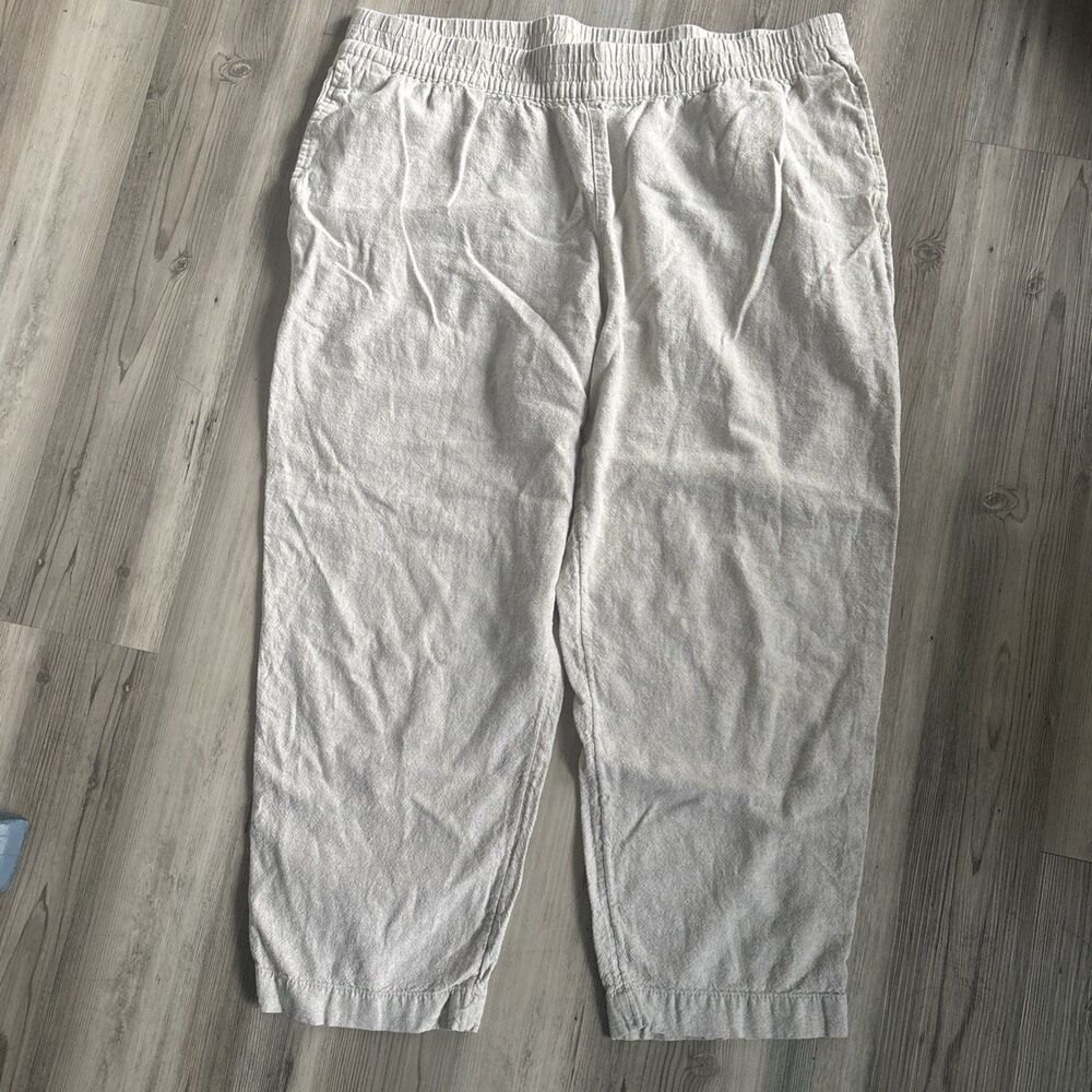 Old Navy Beige Linen Elastic Waist Pull on Ankle Pants Size XL